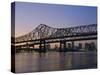 Mississippi River Bridge, New Orleans, Louisiana, USA-Charles Bowman-Stretched Canvas