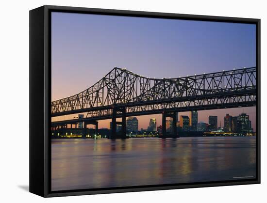 Mississippi River Bridge, New Orleans, Louisiana, USA-Charles Bowman-Framed Stretched Canvas