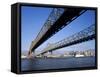 Mississippi River Bridge, New Orleans, Louisiana, USA-null-Framed Stretched Canvas