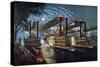 Mississippi River Race-Currier & Ives-Stretched Canvas