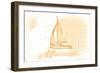 Mississippi - Sailboat - Yellow - Coastal Icon-Lantern Press-Framed Art Print