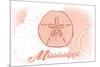 Mississippi - Sand Dollar - Coral - Coastal Icon-Lantern Press-Mounted Premium Giclee Print