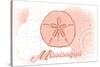 Mississippi - Sand Dollar - Coral - Coastal Icon-Lantern Press-Stretched Canvas