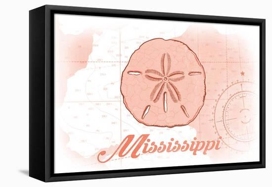 Mississippi - Sand Dollar - Coral - Coastal Icon-Lantern Press-Framed Stretched Canvas