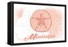 Mississippi - Sand Dollar - Coral - Coastal Icon-Lantern Press-Framed Stretched Canvas