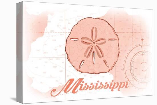 Mississippi - Sand Dollar - Coral - Coastal Icon-Lantern Press-Stretched Canvas