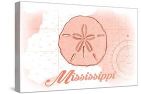 Mississippi - Sand Dollar - Coral - Coastal Icon-Lantern Press-Stretched Canvas