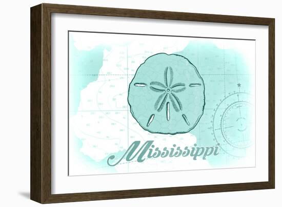 Mississippi - Sand Dollar - Teal - Coastal Icon-Lantern Press-Framed Art Print