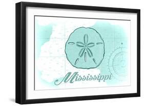 Mississippi - Sand Dollar - Teal - Coastal Icon-Lantern Press-Framed Art Print