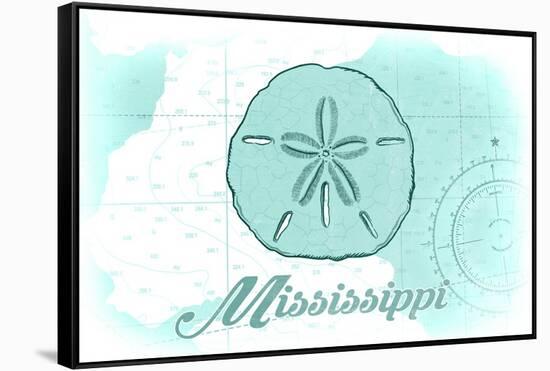 Mississippi - Sand Dollar - Teal - Coastal Icon-Lantern Press-Framed Stretched Canvas