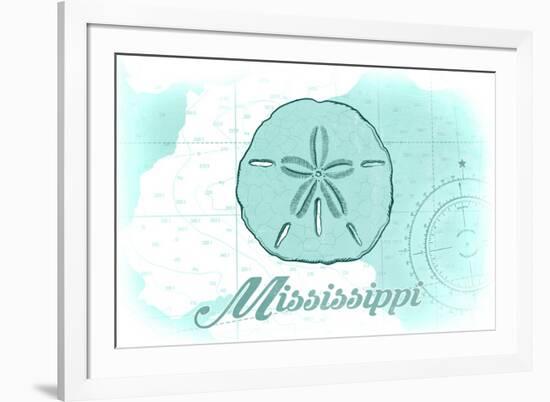 Mississippi - Sand Dollar - Teal - Coastal Icon-Lantern Press-Framed Premium Giclee Print