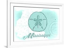 Mississippi - Sand Dollar - Teal - Coastal Icon-Lantern Press-Framed Premium Giclee Print