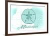 Mississippi - Sand Dollar - Teal - Coastal Icon-Lantern Press-Framed Premium Giclee Print