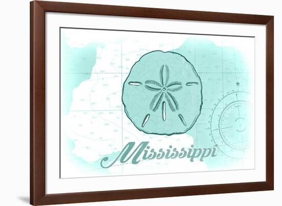 Mississippi - Sand Dollar - Teal - Coastal Icon-Lantern Press-Framed Premium Giclee Print