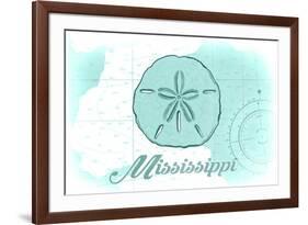 Mississippi - Sand Dollar - Teal - Coastal Icon-Lantern Press-Framed Premium Giclee Print