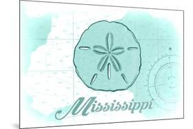 Mississippi - Sand Dollar - Teal - Coastal Icon-Lantern Press-Mounted Premium Giclee Print
