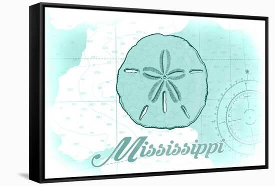 Mississippi - Sand Dollar - Teal - Coastal Icon-Lantern Press-Framed Stretched Canvas