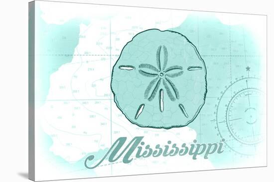 Mississippi - Sand Dollar - Teal - Coastal Icon-Lantern Press-Stretched Canvas