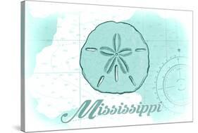 Mississippi - Sand Dollar - Teal - Coastal Icon-Lantern Press-Stretched Canvas