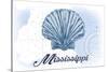 Mississippi - Scallop Shell - Blue - Coastal Icon-Lantern Press-Stretched Canvas