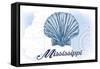 Mississippi - Scallop Shell - Blue - Coastal Icon-Lantern Press-Framed Stretched Canvas