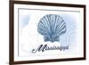 Mississippi - Scallop Shell - Blue - Coastal Icon-Lantern Press-Framed Art Print