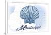 Mississippi - Scallop Shell - Blue - Coastal Icon-Lantern Press-Framed Art Print