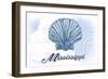 Mississippi - Scallop Shell - Blue - Coastal Icon-Lantern Press-Framed Art Print