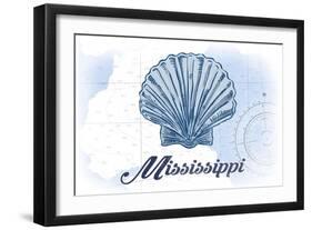 Mississippi - Scallop Shell - Blue - Coastal Icon-Lantern Press-Framed Art Print