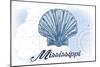 Mississippi - Scallop Shell - Blue - Coastal Icon-Lantern Press-Mounted Art Print