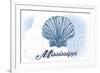 Mississippi - Scallop Shell - Blue - Coastal Icon-Lantern Press-Framed Premium Giclee Print