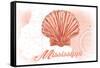 Mississippi - Scallop Shell - Coral - Coastal Icon-Lantern Press-Framed Stretched Canvas