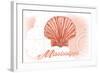 Mississippi - Scallop Shell - Coral - Coastal Icon-Lantern Press-Framed Art Print