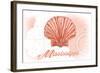 Mississippi - Scallop Shell - Coral - Coastal Icon-Lantern Press-Framed Art Print