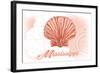 Mississippi - Scallop Shell - Coral - Coastal Icon-Lantern Press-Framed Art Print