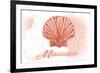 Mississippi - Scallop Shell - Coral - Coastal Icon-Lantern Press-Framed Art Print