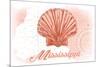 Mississippi - Scallop Shell - Coral - Coastal Icon-Lantern Press-Mounted Art Print