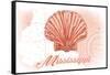 Mississippi - Scallop Shell - Coral - Coastal Icon-Lantern Press-Framed Stretched Canvas