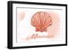 Mississippi - Scallop Shell - Coral - Coastal Icon-Lantern Press-Framed Art Print