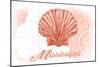 Mississippi - Scallop Shell - Coral - Coastal Icon-Lantern Press-Mounted Art Print