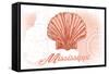 Mississippi - Scallop Shell - Coral - Coastal Icon-Lantern Press-Framed Stretched Canvas