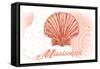 Mississippi - Scallop Shell - Coral - Coastal Icon-Lantern Press-Framed Stretched Canvas