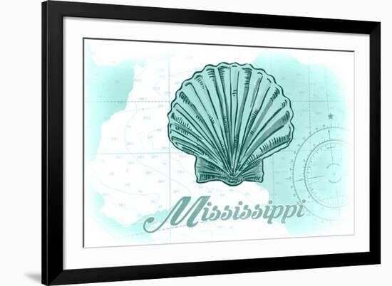 Mississippi - Scallop Shell - Teal - Coastal Icon-Lantern Press-Framed Art Print