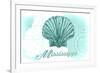 Mississippi - Scallop Shell - Teal - Coastal Icon-Lantern Press-Framed Premium Giclee Print