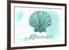 Mississippi - Scallop Shell - Teal - Coastal Icon-Lantern Press-Framed Premium Giclee Print