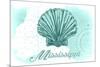 Mississippi - Scallop Shell - Teal - Coastal Icon-Lantern Press-Mounted Premium Giclee Print