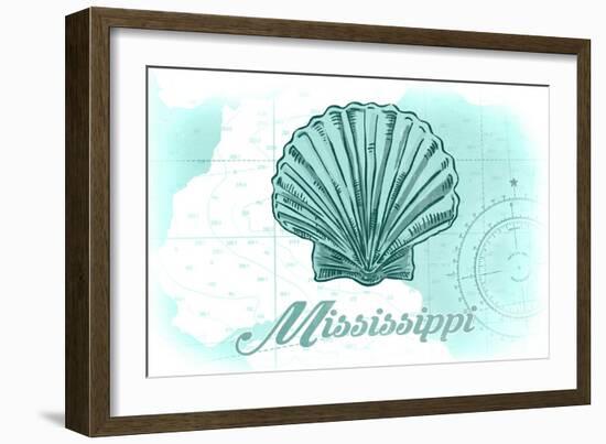 Mississippi - Scallop Shell - Teal - Coastal Icon-Lantern Press-Framed Art Print