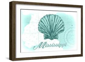 Mississippi - Scallop Shell - Teal - Coastal Icon-Lantern Press-Framed Art Print