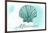 Mississippi - Scallop Shell - Teal - Coastal Icon-Lantern Press-Framed Premium Giclee Print