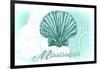 Mississippi - Scallop Shell - Teal - Coastal Icon-Lantern Press-Framed Premium Giclee Print